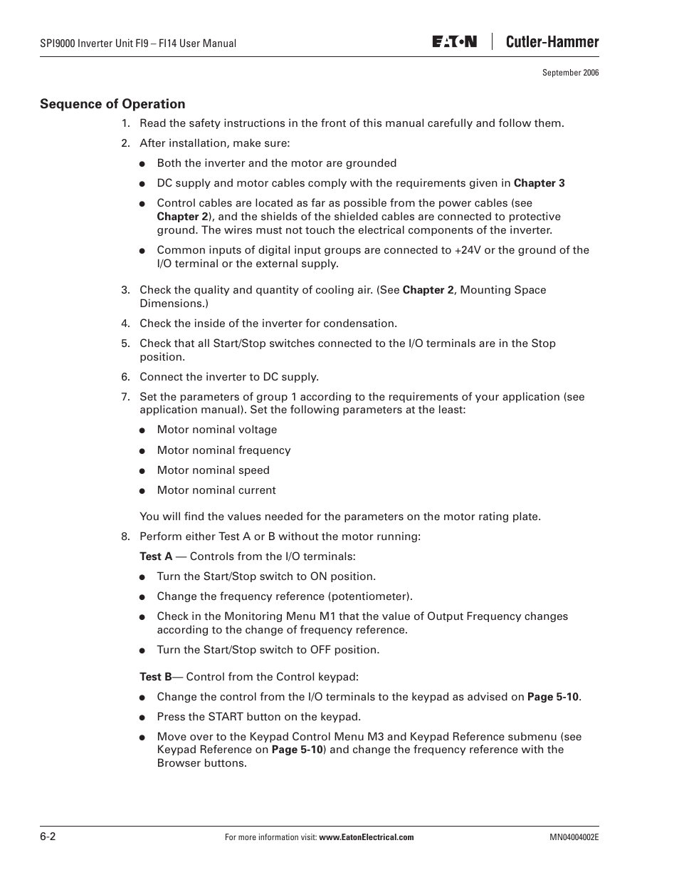 Sequence of operation | Eaton Electrical SPI9000 User Manual | Page 86 / 96