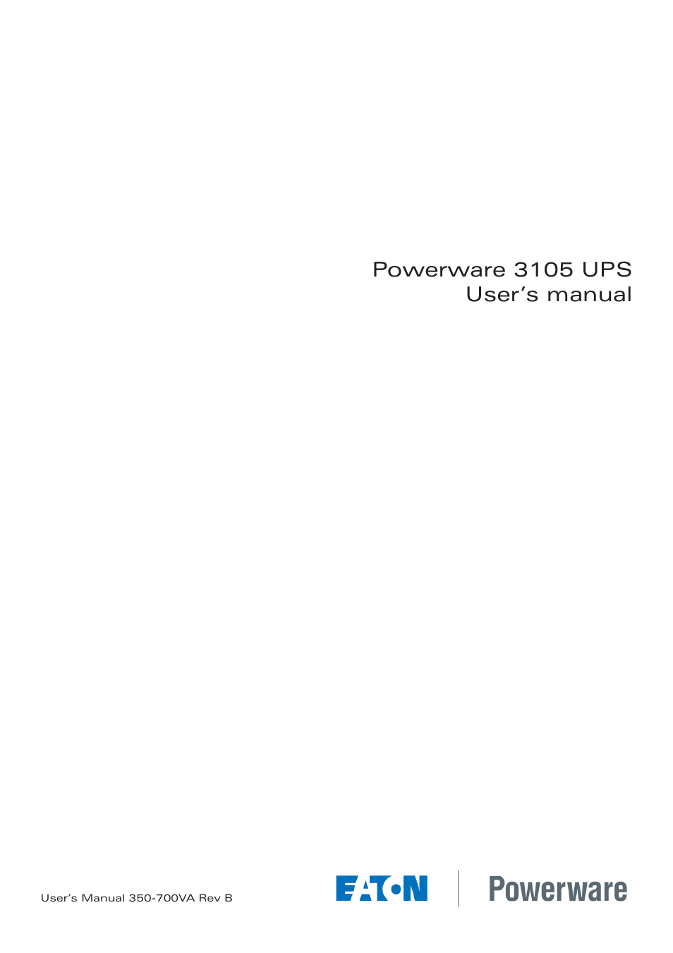 Eaton Electrical Powerware 3105 UPS User Manual | 12 pages