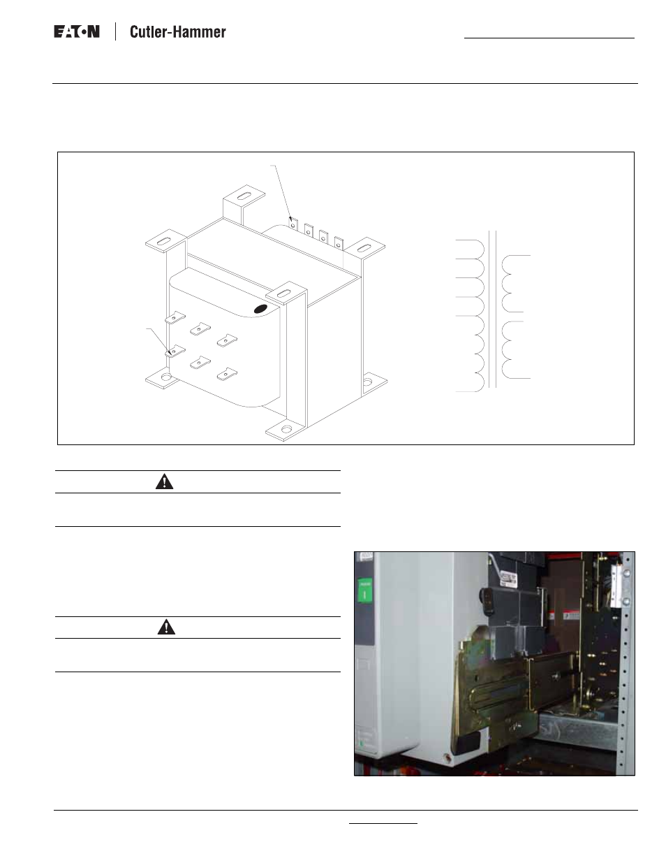 Instructional booklet, Warning, Caution | Fixed and drawout magnum transfer switches | Eaton Electrical Magnum Transfer Switch User Manual | Page 19 / 36
