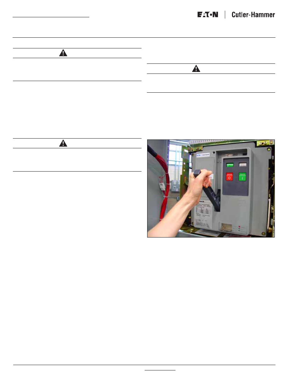 Section 5: operation, Instructional booklet, Caution | Warning, Fixed and drawout magnum transfer switches | Eaton Electrical Magnum Transfer Switch User Manual | Page 20 / 36