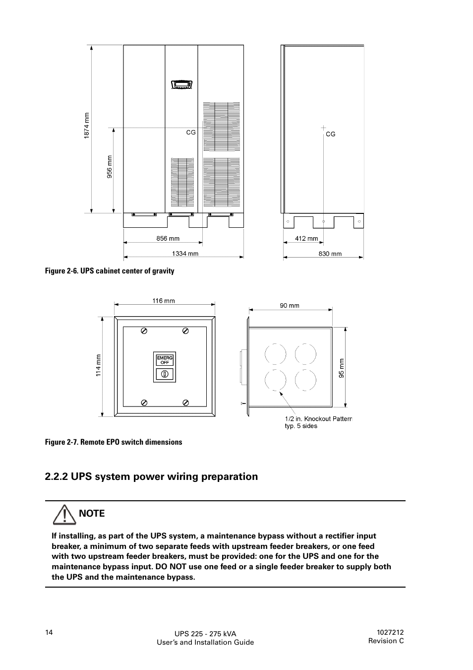 2 ups system power wiring preparation | Eaton Electrical UPS 225275 kVA Powerware 9395 User Manual | Page 14 / 74