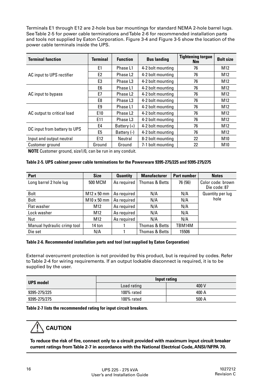 Eaton Electrical UPS 225275 kVA Powerware 9395 User Manual | Page 16 / 74