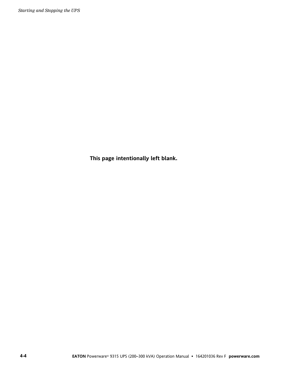 This page intentionally left blank | Eaton Electrical Powerware 9315 User Manual | Page 26 / 84