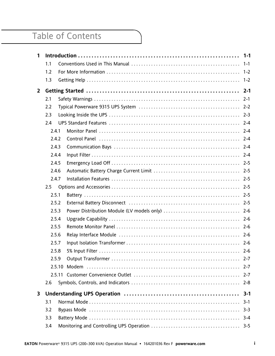 Eaton Electrical Powerware 9315 User Manual | Page 3 / 84