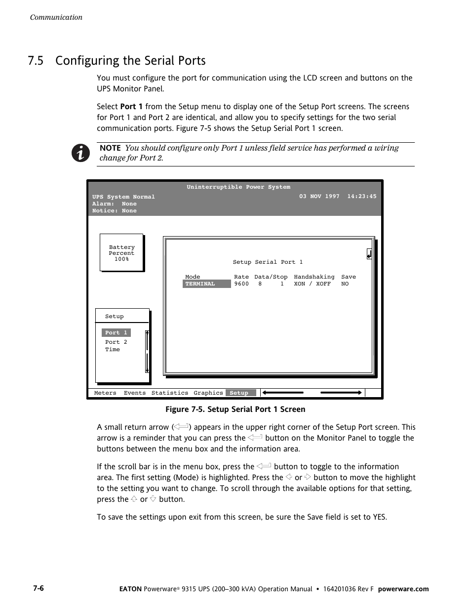 5 configuring the serial ports | Eaton Electrical Powerware 9315 User Manual | Page 52 / 84