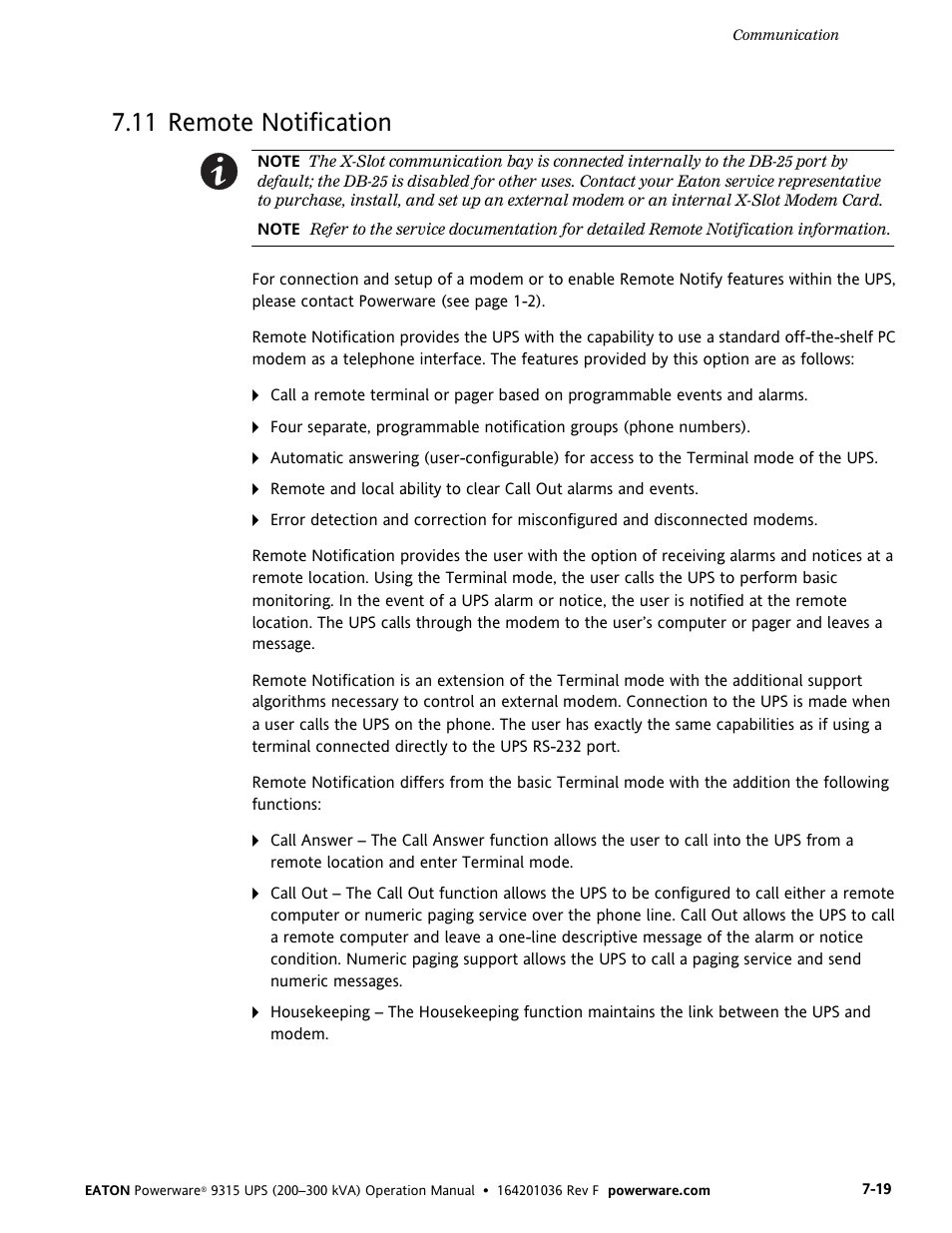 11 remote notification | Eaton Electrical Powerware 9315 User Manual | Page 65 / 84