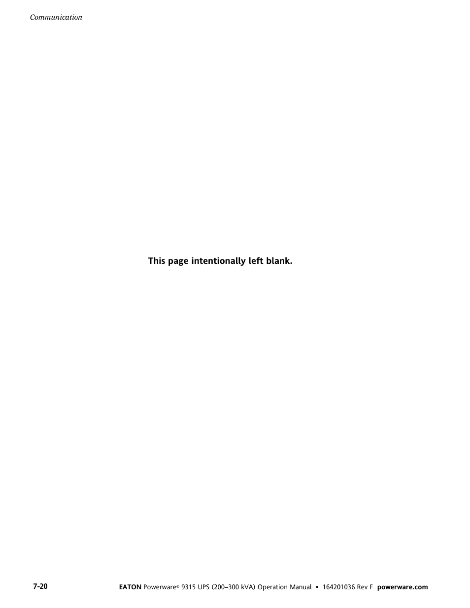 This page intentionally left blank | Eaton Electrical Powerware 9315 User Manual | Page 66 / 84