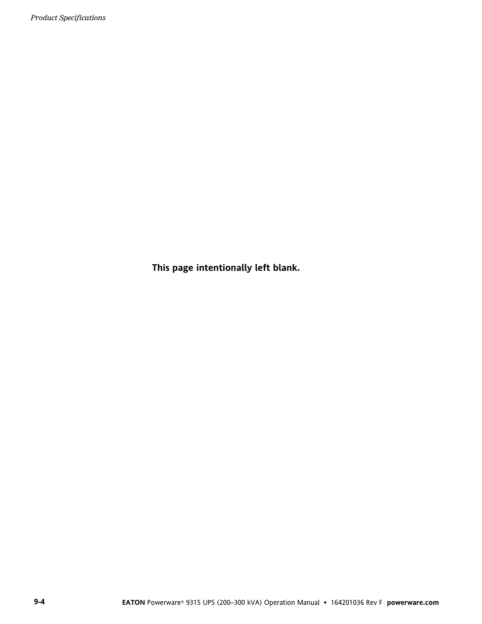 This page intentionally left blank | Eaton Electrical Powerware 9315 User Manual | Page 74 / 84