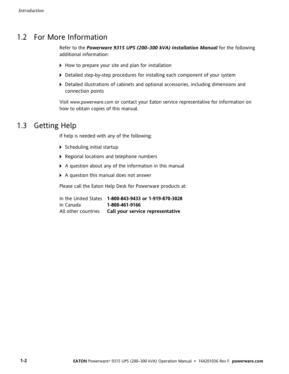 2 for more information, 3 getting help | Eaton Electrical Powerware 9315 User Manual | Page 8 / 84