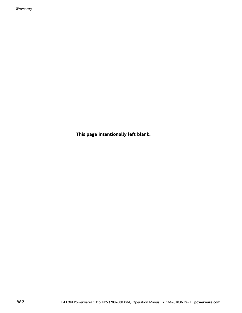 This page intentionally left blank | Eaton Electrical Powerware 9315 User Manual | Page 82 / 84