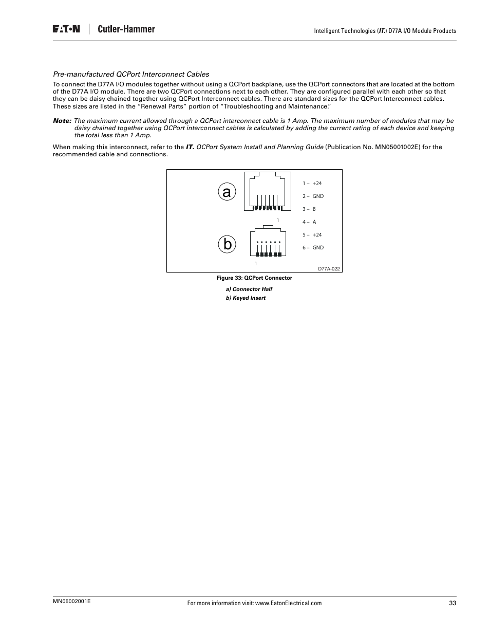 Figure 33: qcport connector | Eaton Electrical D77A User Manual | Page 41 / 62