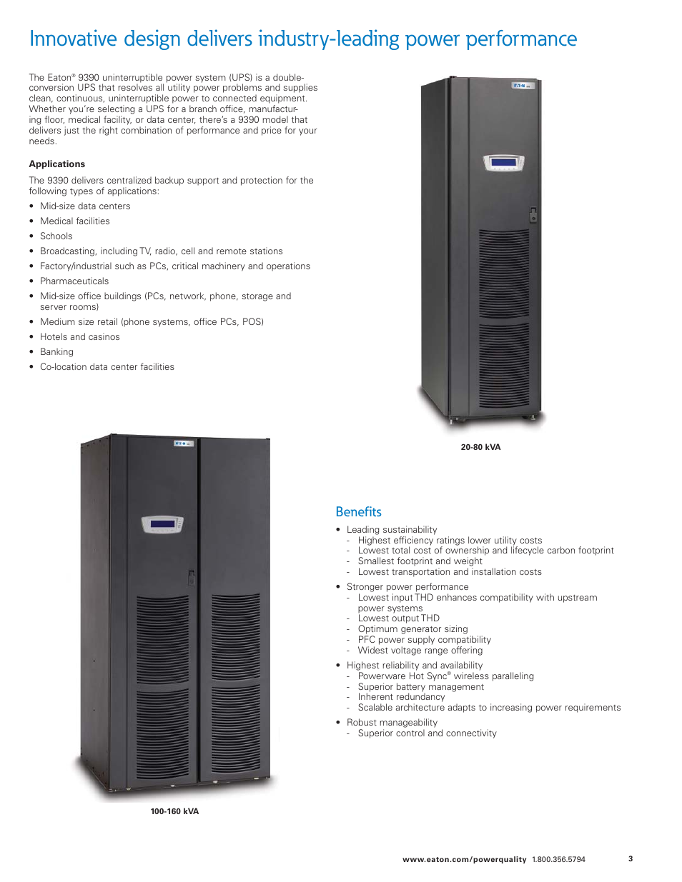 Benefits | Eaton Electrical 9390 User Manual | Page 3 / 20