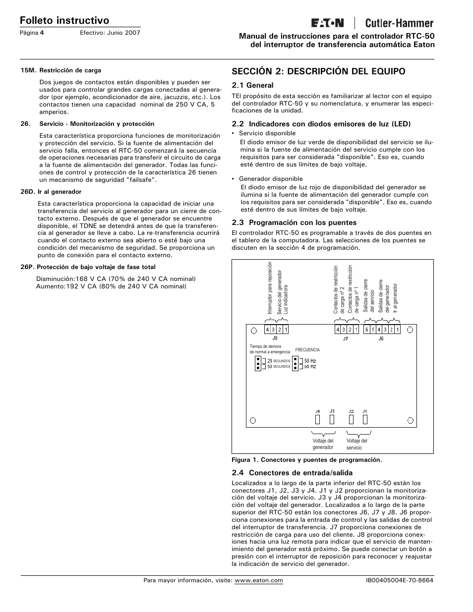 Sección 2: descripción del equipo, Folleto instructivo | Eaton Electrical RTC-50 User Manual | Page 16 / 36