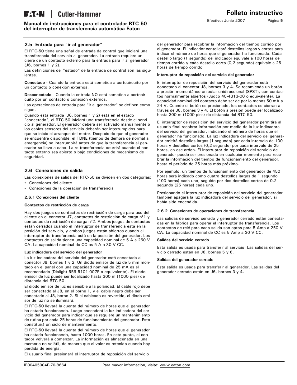 Folleto instructivo | Eaton Electrical RTC-50 User Manual | Page 17 / 36