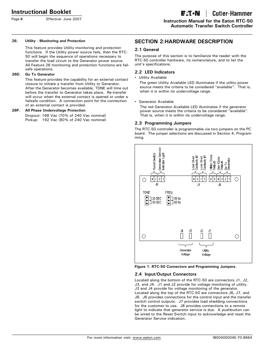 Section 2: hardware description, Instructional booklet | Eaton Electrical RTC-50 User Manual | Page 4 / 36