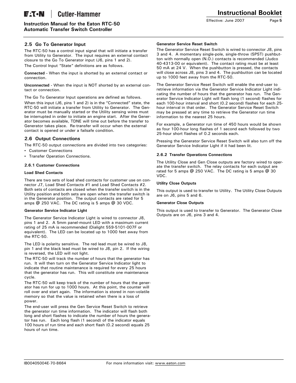 Instructional booklet | Eaton Electrical RTC-50 User Manual | Page 5 / 36