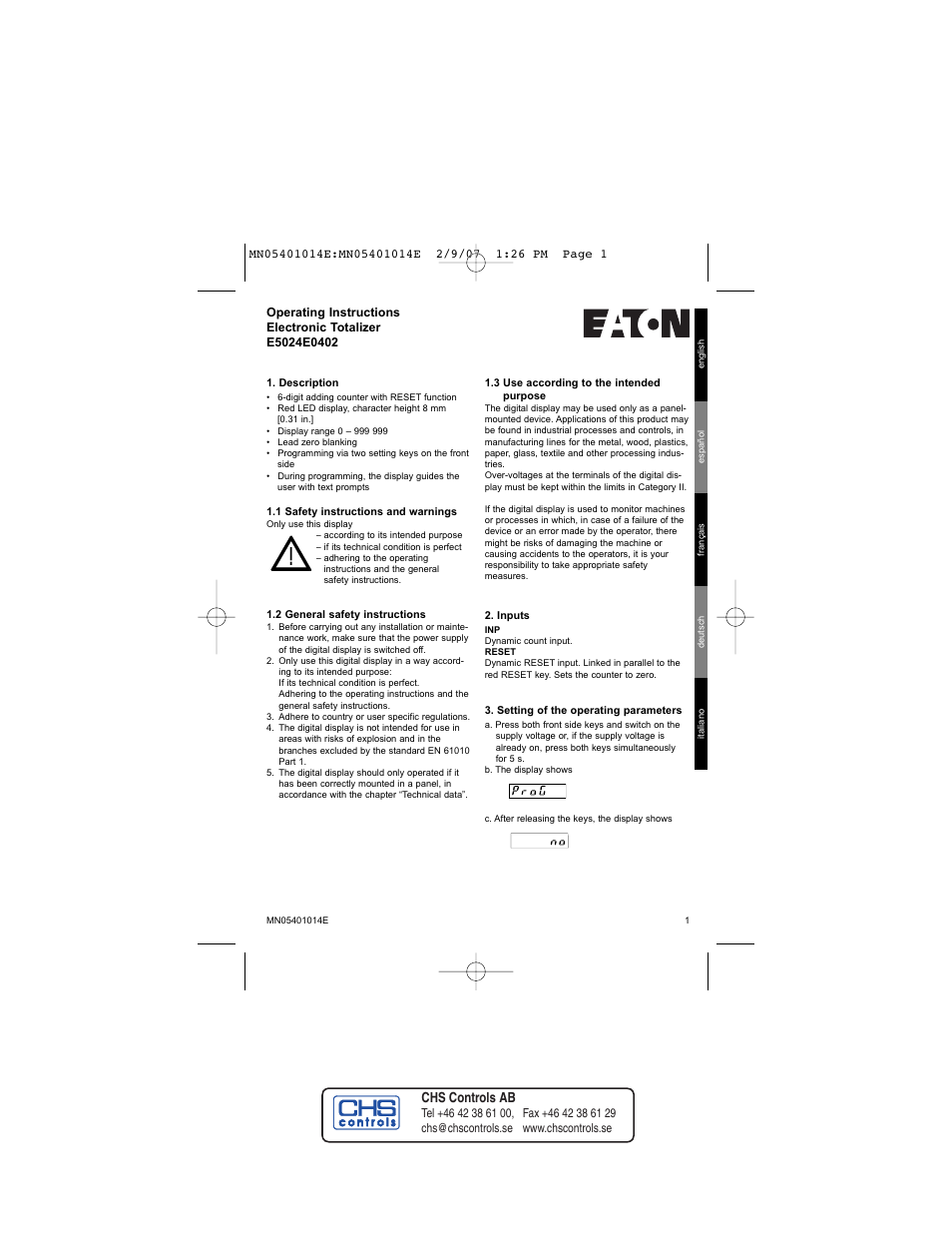 Eaton Electrical MN05401014E User Manual | 20 pages