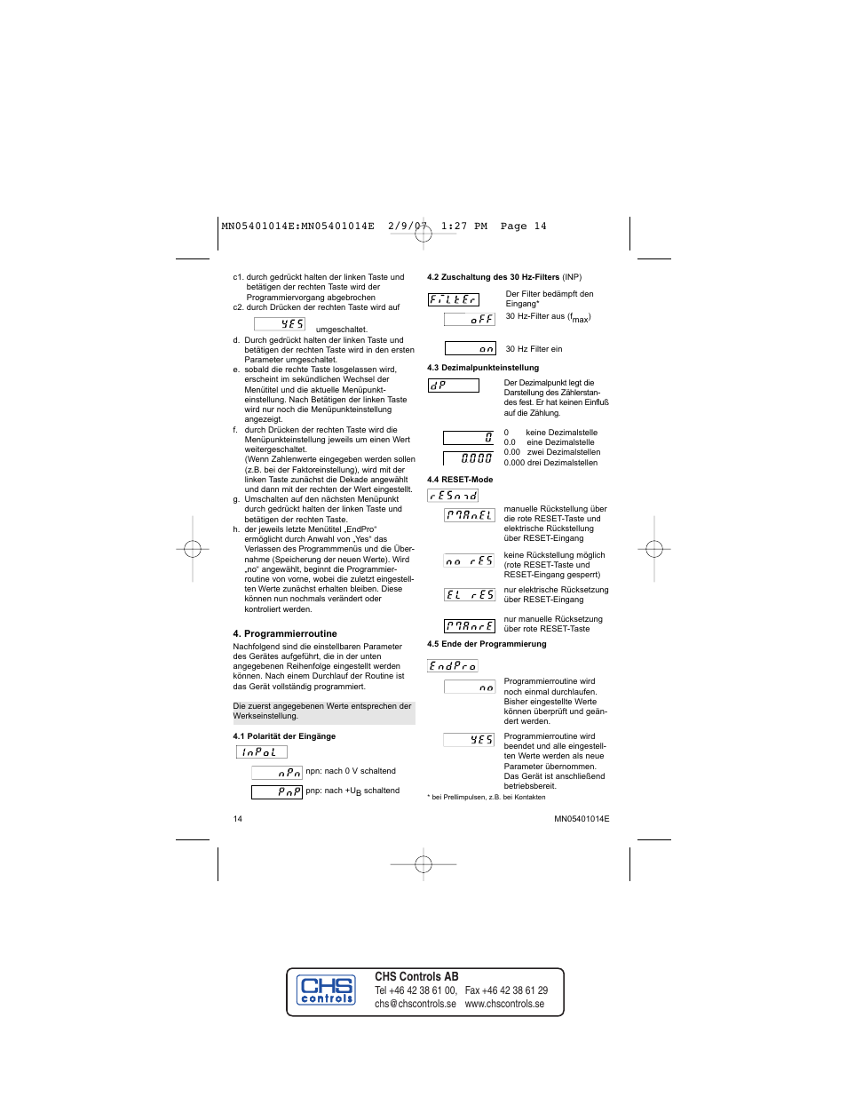 Chs controls ab | Eaton Electrical MN05401014E User Manual | Page 14 / 20