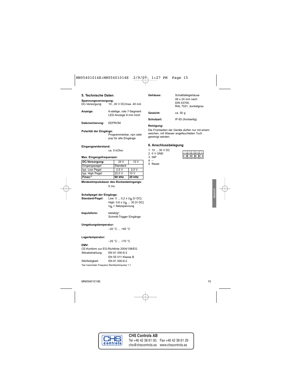 Chs controls ab | Eaton Electrical MN05401014E User Manual | Page 15 / 20