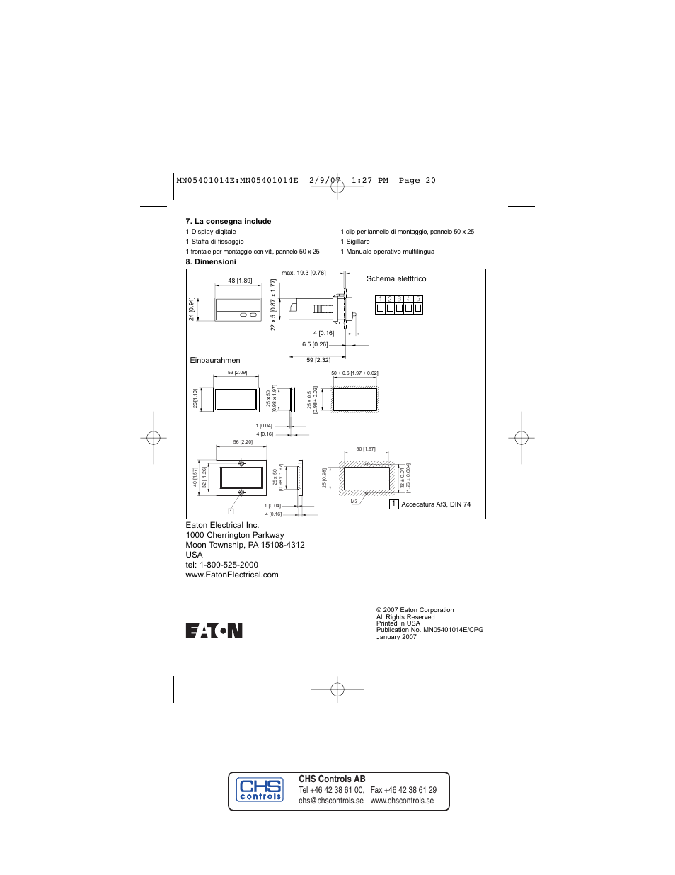 Chs controls ab | Eaton Electrical MN05401014E User Manual | Page 20 / 20