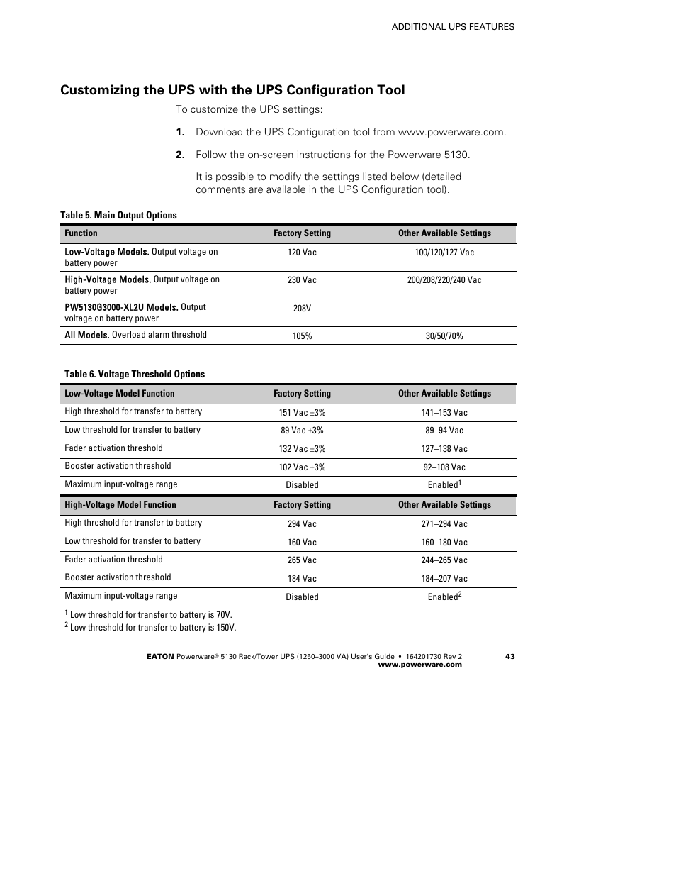 Eaton Electrical Powerware 5130 Rack/Tower UPS 1250-3000 VA User Manual | Page 49 / 74
