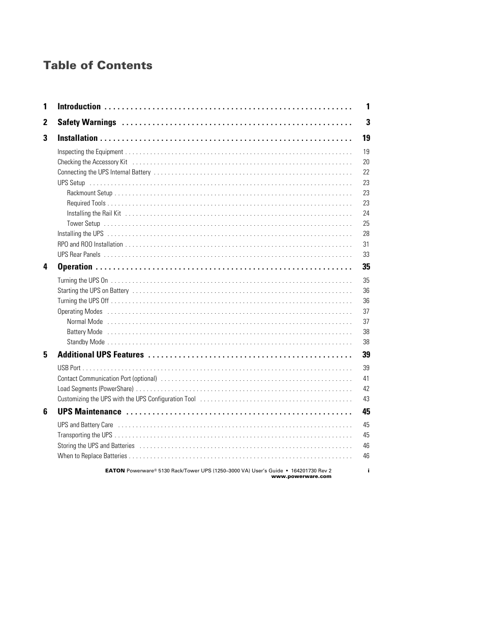 Eaton Electrical Powerware 5130 Rack/Tower UPS 1250-3000 VA User Manual | Page 5 / 74