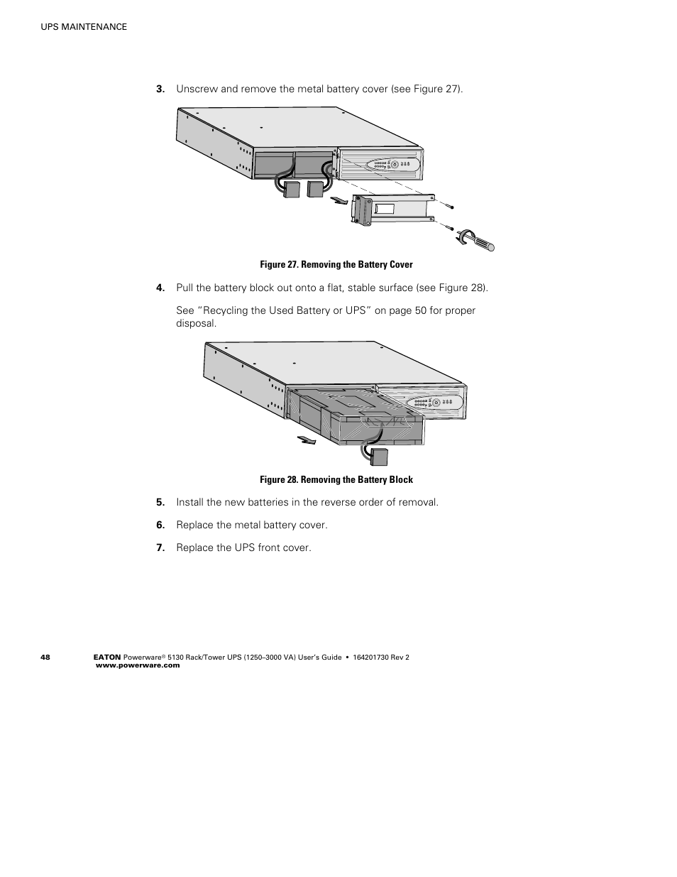 Eaton Electrical Powerware 5130 Rack/Tower UPS 1250-3000 VA User Manual | Page 54 / 74