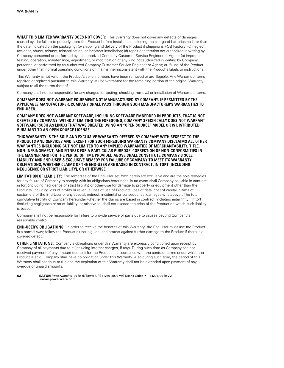 Eaton Electrical Powerware 5130 Rack/Tower UPS 1250-3000 VA User Manual | Page 68 / 74
