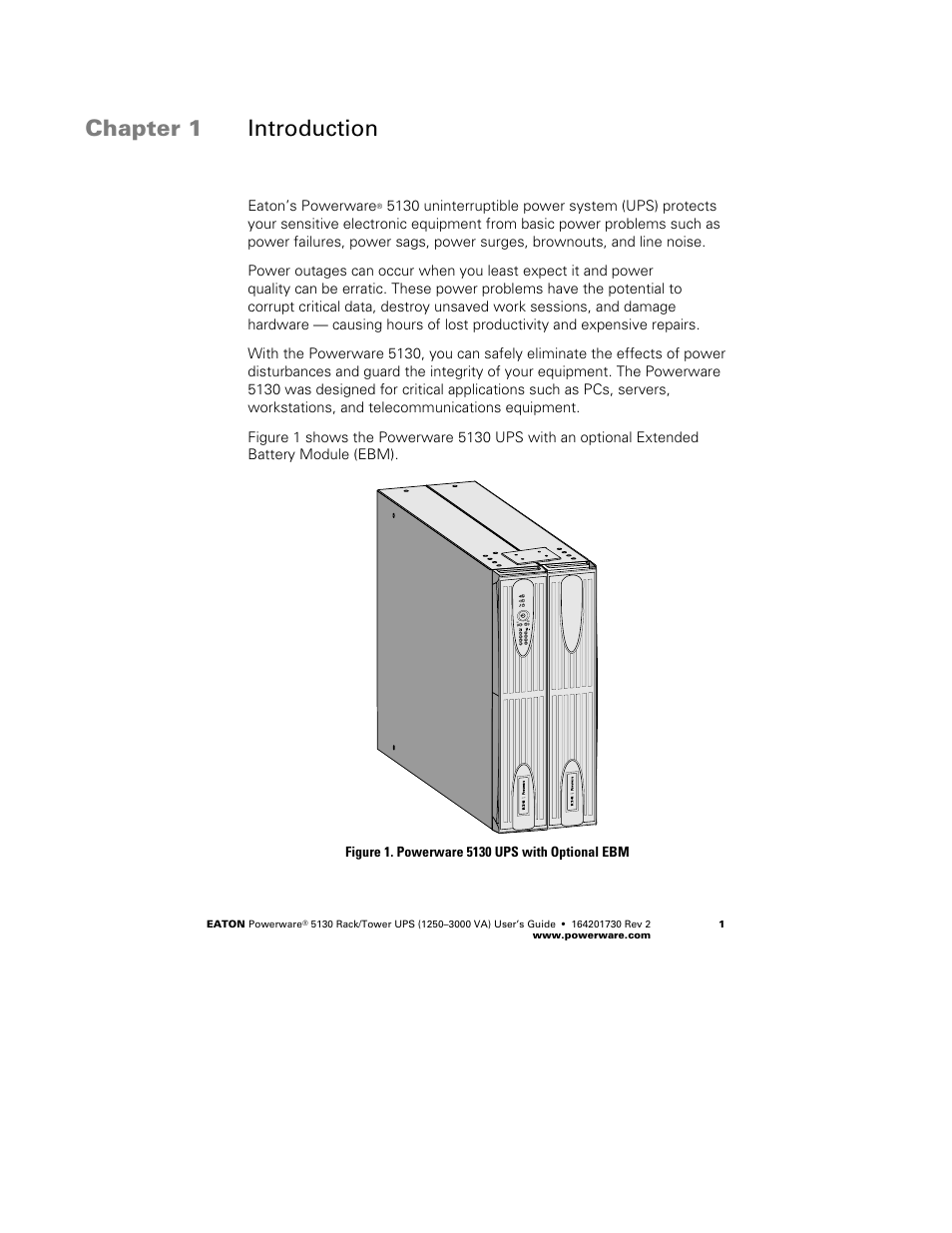 Chapter 1 introduction | Eaton Electrical Powerware 5130 Rack/Tower UPS 1250-3000 VA User Manual | Page 7 / 74