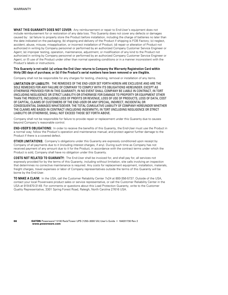 Eaton Electrical Powerware 5130 Rack/Tower UPS 1250-3000 VA User Manual | Page 72 / 74