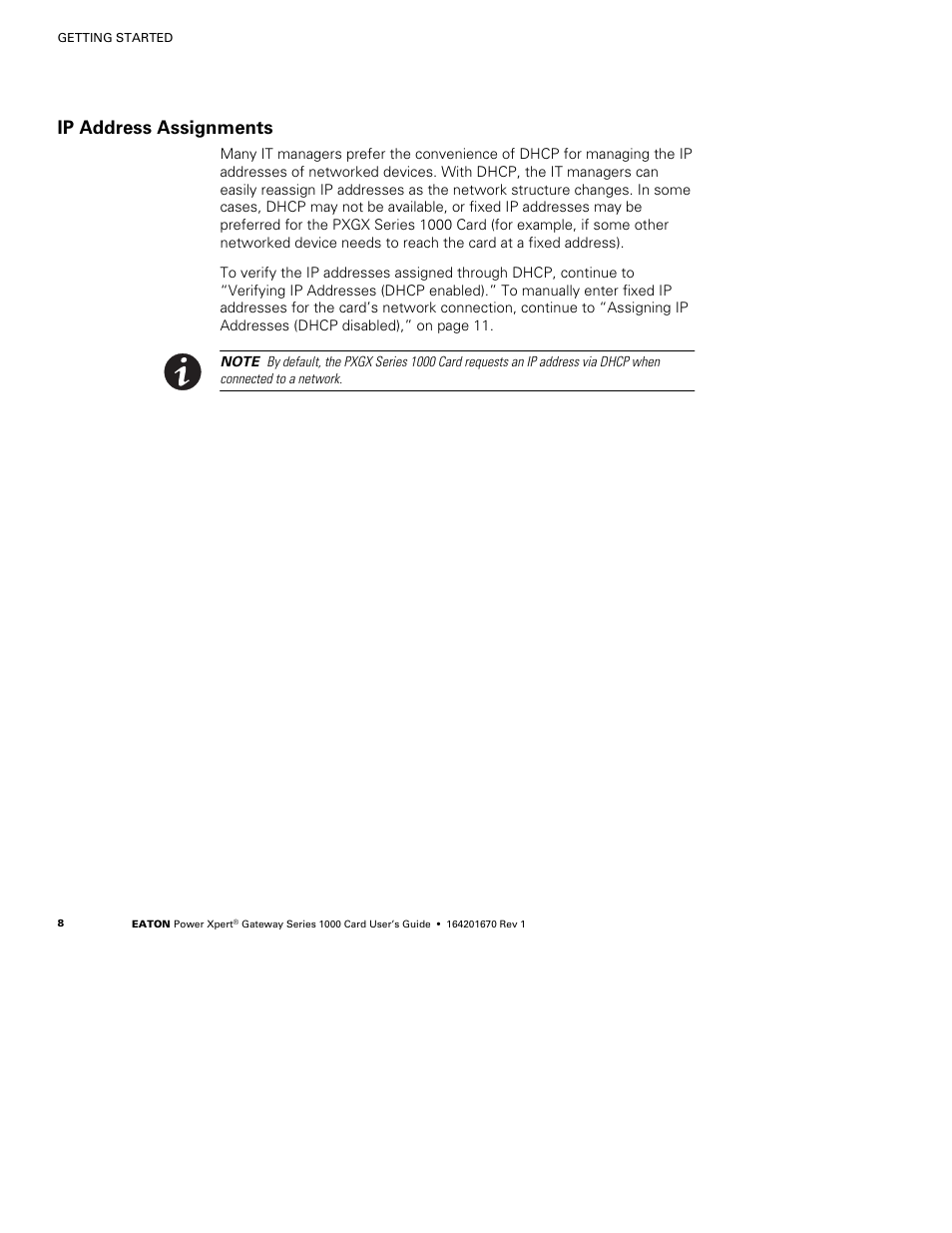 Ip address assignments | Eaton Electrical 1000 User Manual | Page 12 / 84