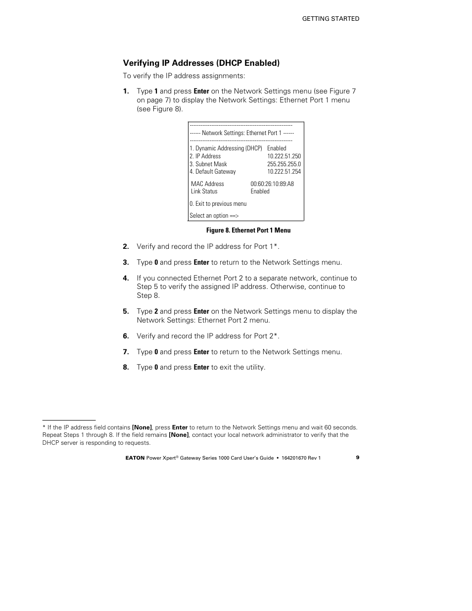 Verifying ip addresses (dhcp enabled) | Eaton Electrical 1000 User Manual | Page 13 / 84