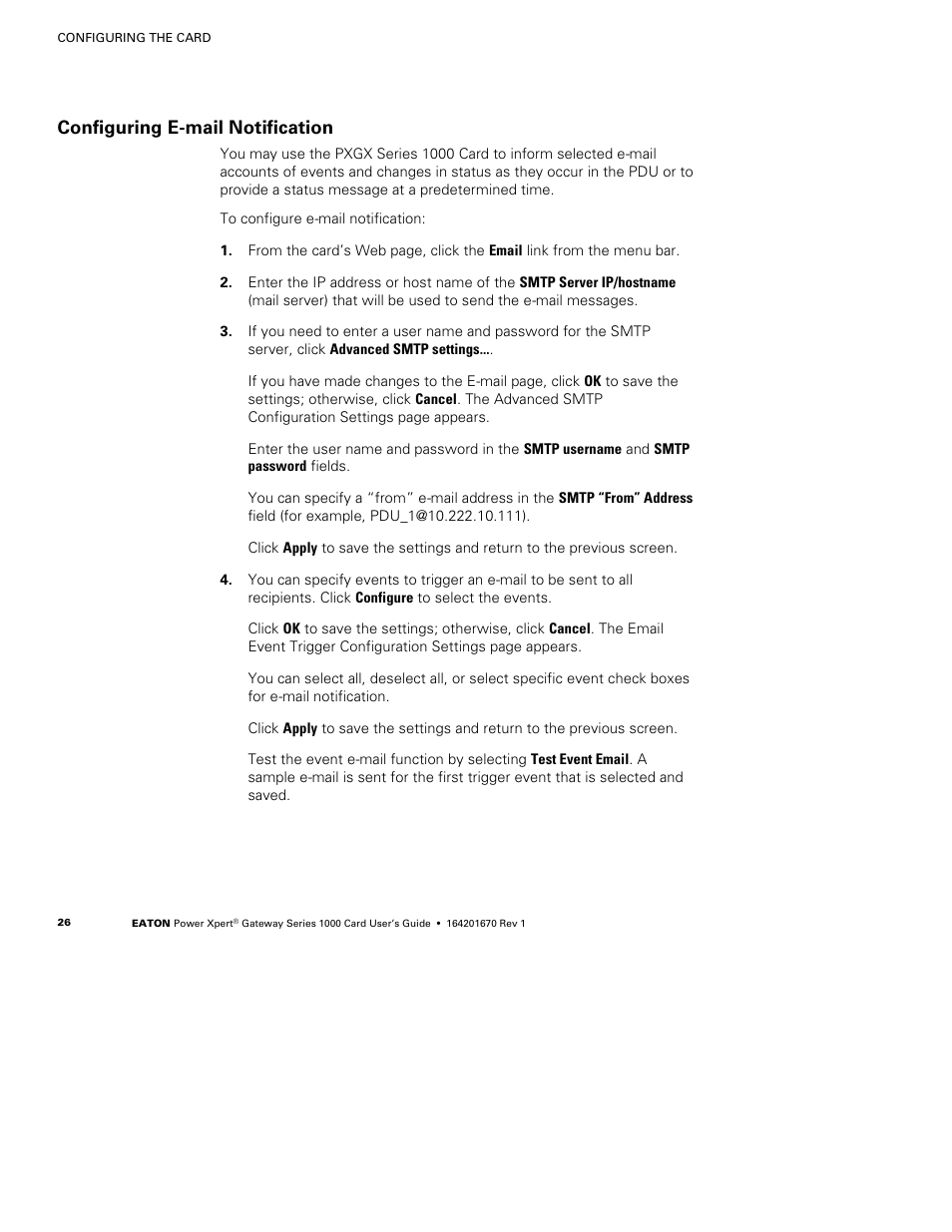 Configuring e-mail notification | Eaton Electrical 1000 User Manual | Page 30 / 84