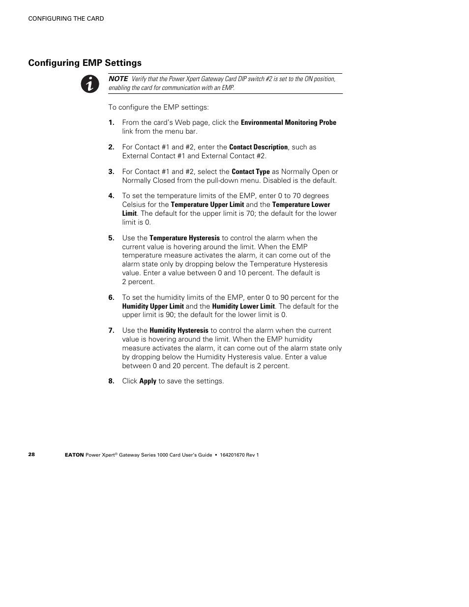 Configuring emp settings | Eaton Electrical 1000 User Manual | Page 32 / 84