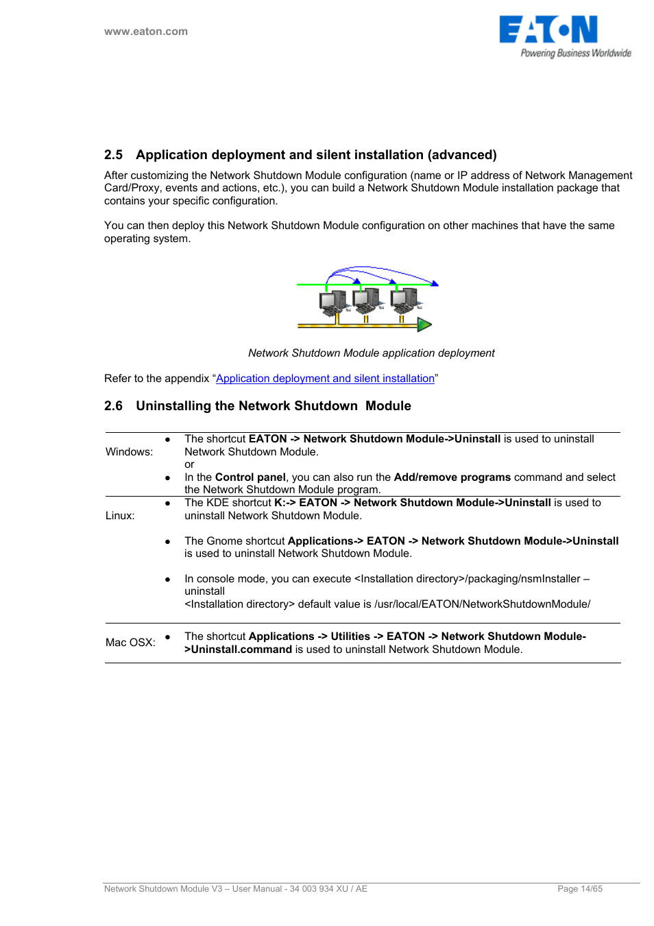 6 uninstalling the network shutdown module, Uninstalling the network shutdown module | Eaton Electrical V3 User Manual | Page 15 / 65