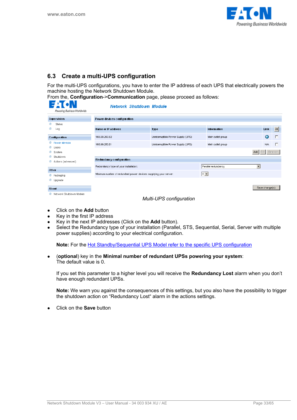 3 create a multi-ups configuration, Create a multi-ups configuration | Eaton Electrical V3 User Manual | Page 34 / 65
