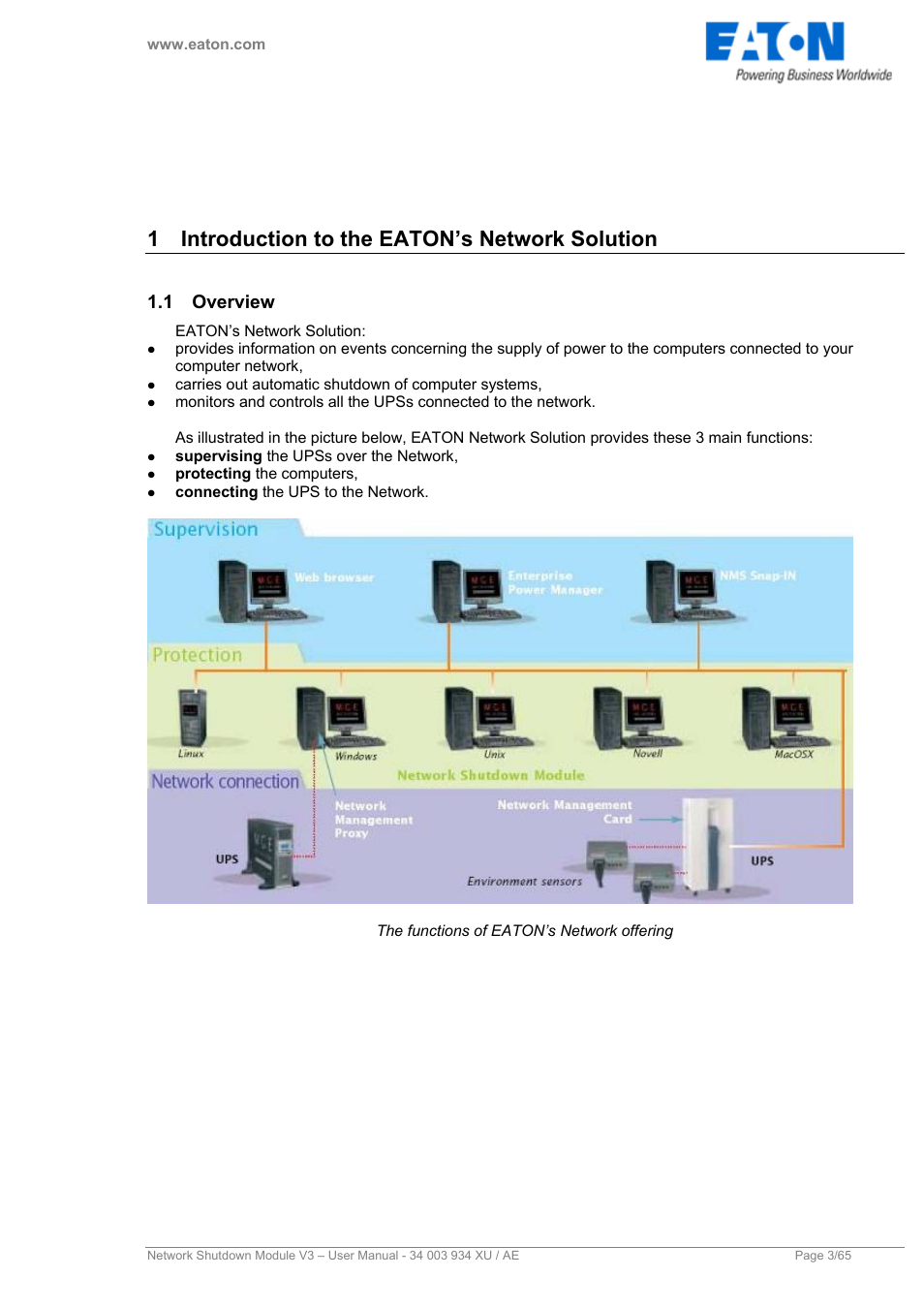 1 introduction to the eaton’s network solution, 1 overview, Introduction to the eaton’s network solution | Overview | Eaton Electrical V3 User Manual | Page 4 / 65