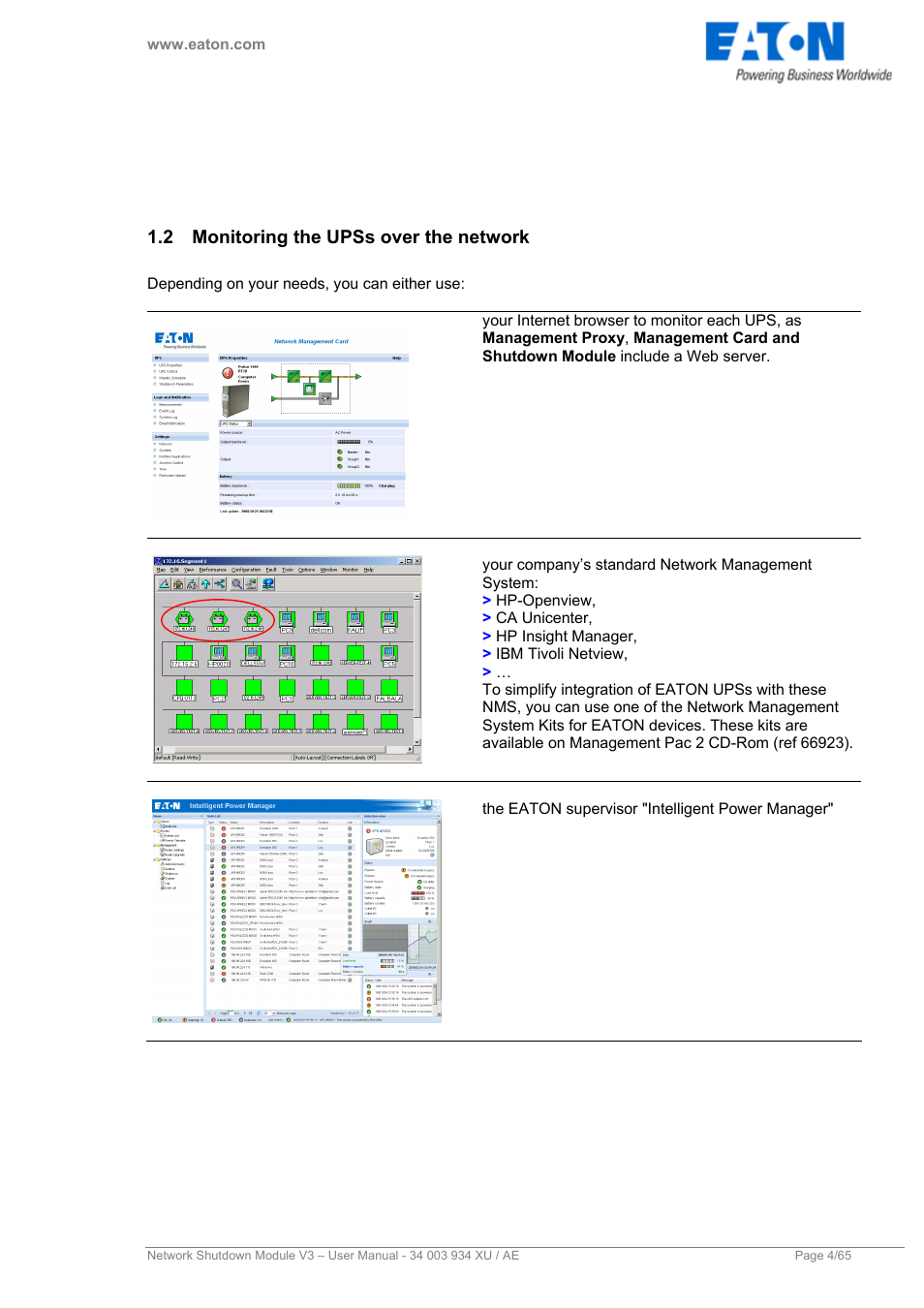 2 monitoring the upss over the network, Monitoring the upss over the network | Eaton Electrical V3 User Manual | Page 5 / 65