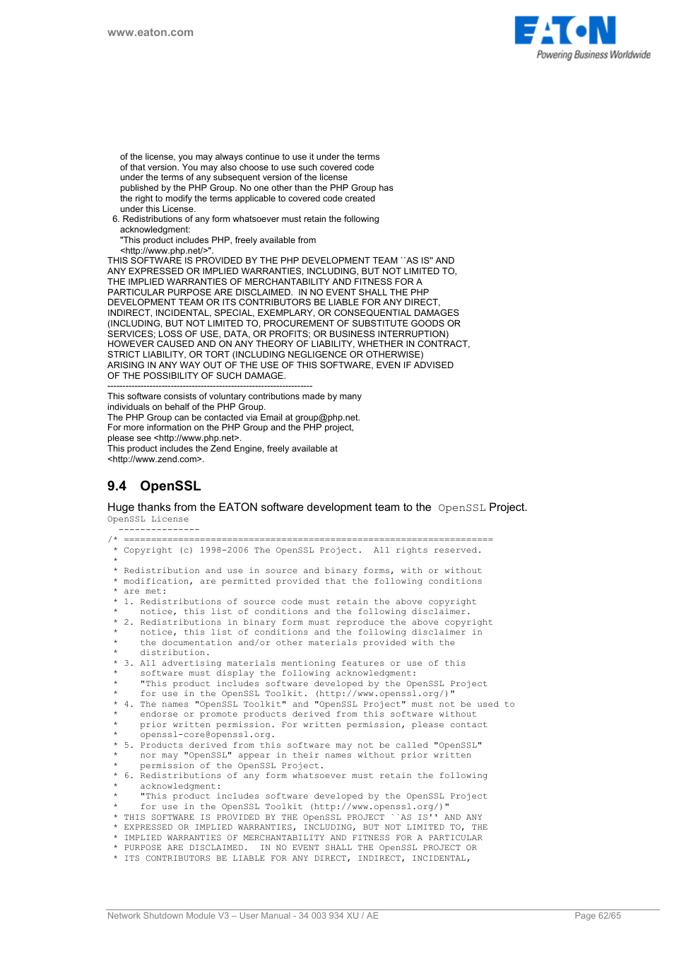 4 openssl, Openssl | Eaton Electrical V3 User Manual | Page 63 / 65