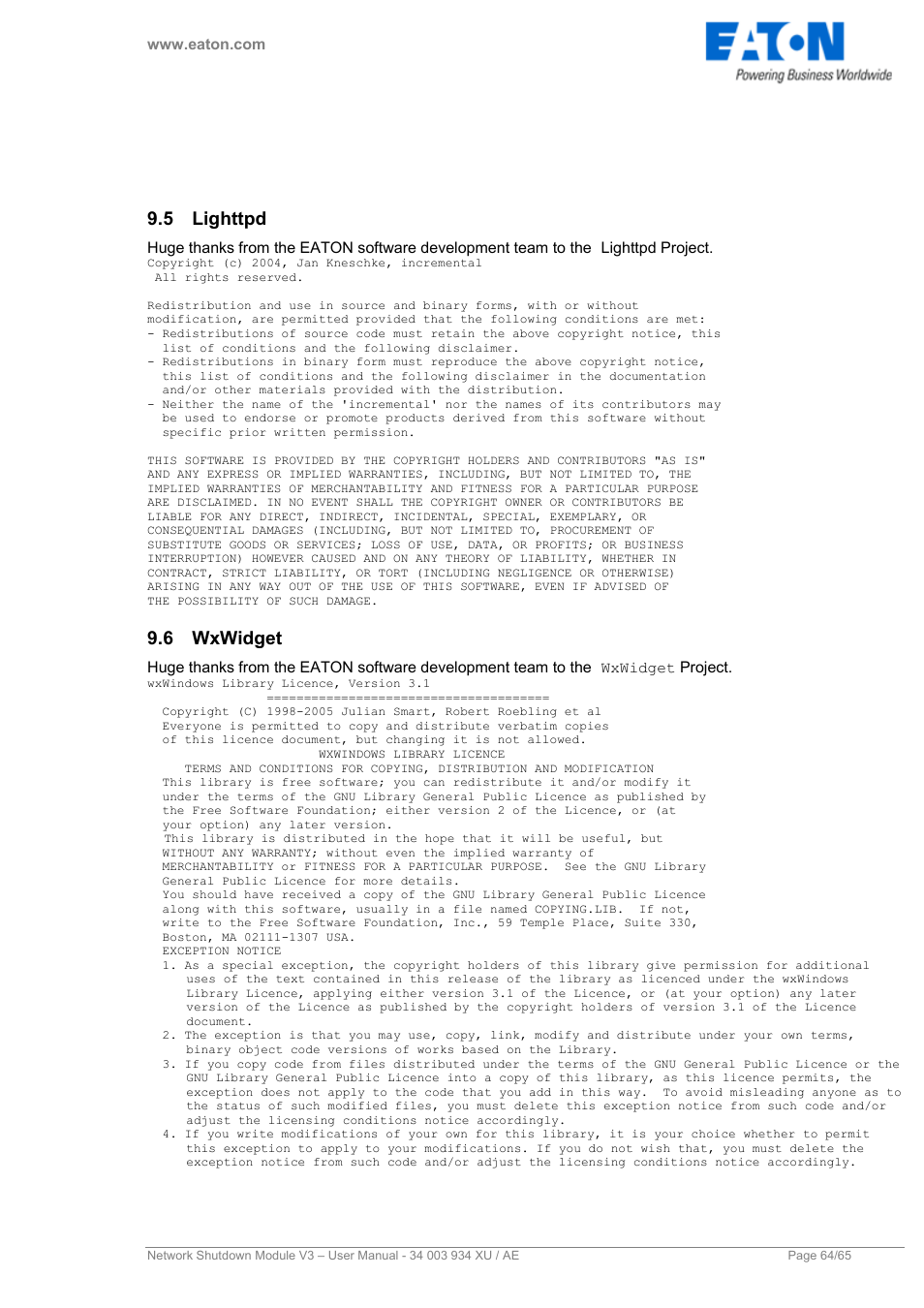 5 lighttpd, 6 wxwidget, Lighttpd | Wxwidget, That following, Connections are operational | Eaton Electrical V3 User Manual | Page 65 / 65