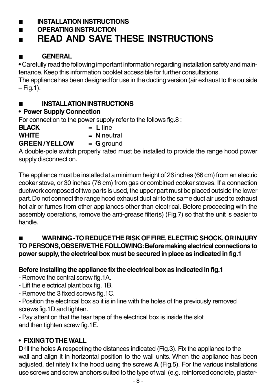 Read and save these instructions | Elitair MC-I-6090 User Manual | Page 8 / 12