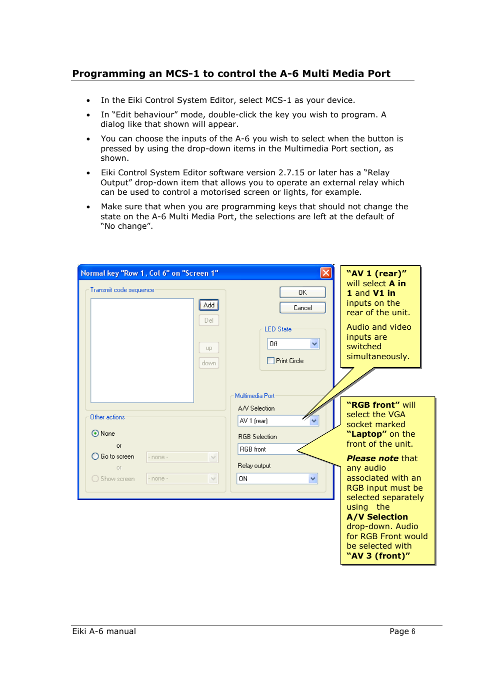 Eiki Multimedia Port A-6 User Manual | Page 6 / 8