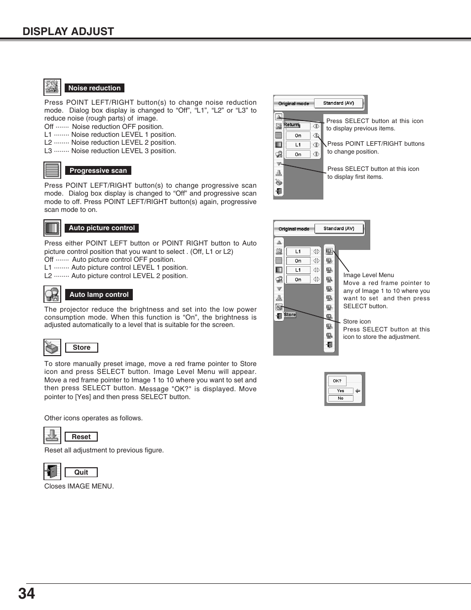 Display adjust | Eiki LC-HDT10 User Manual | Page 34 / 52