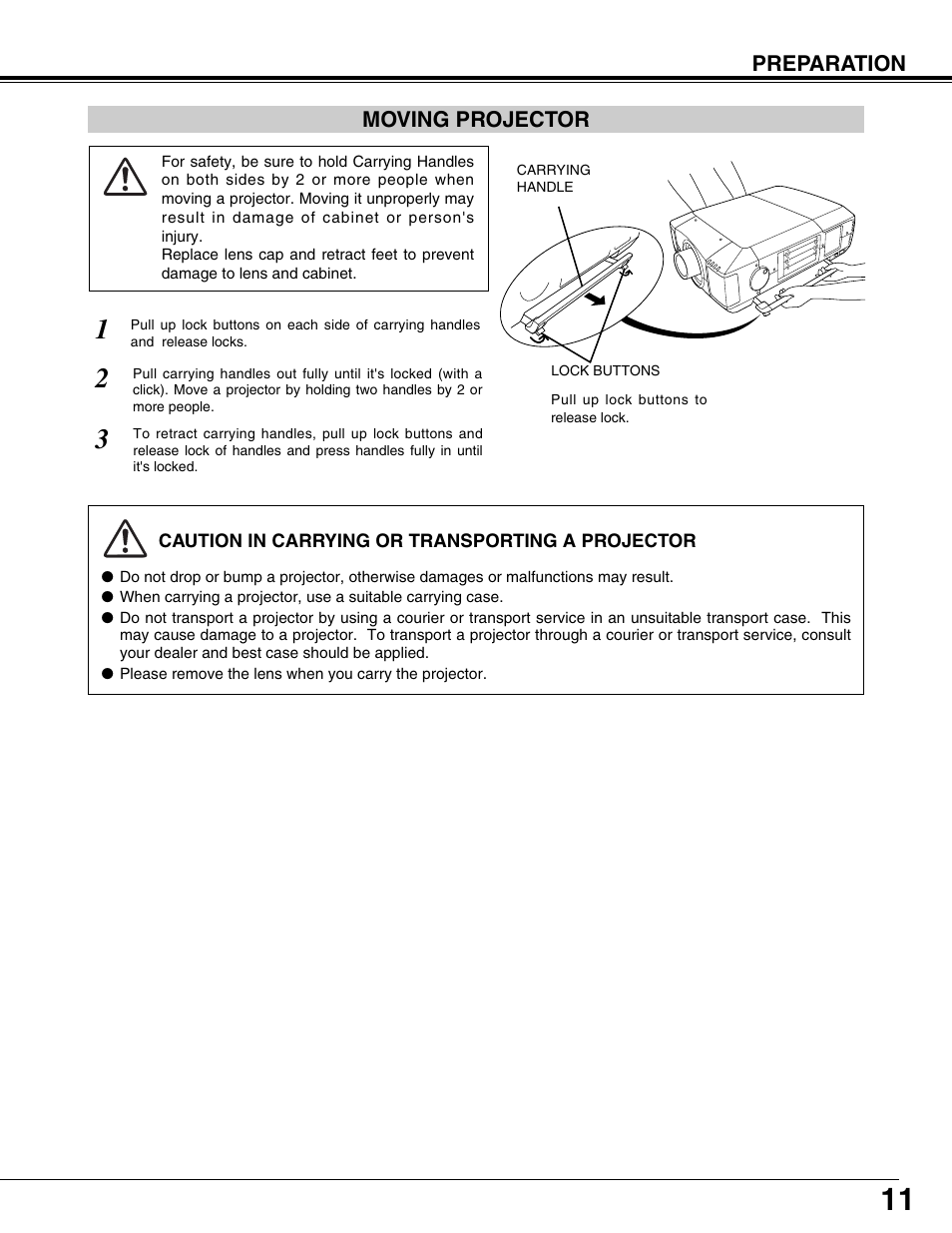 Moving projector | Eiki LC-XT9 User Manual | Page 11 / 64
