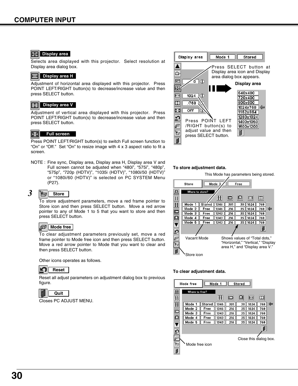 Computer input | Eiki LC-XT9 User Manual | Page 30 / 64