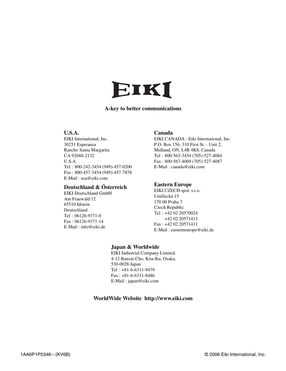 Eiki LC-XT9 User Manual | Page 56 / 64