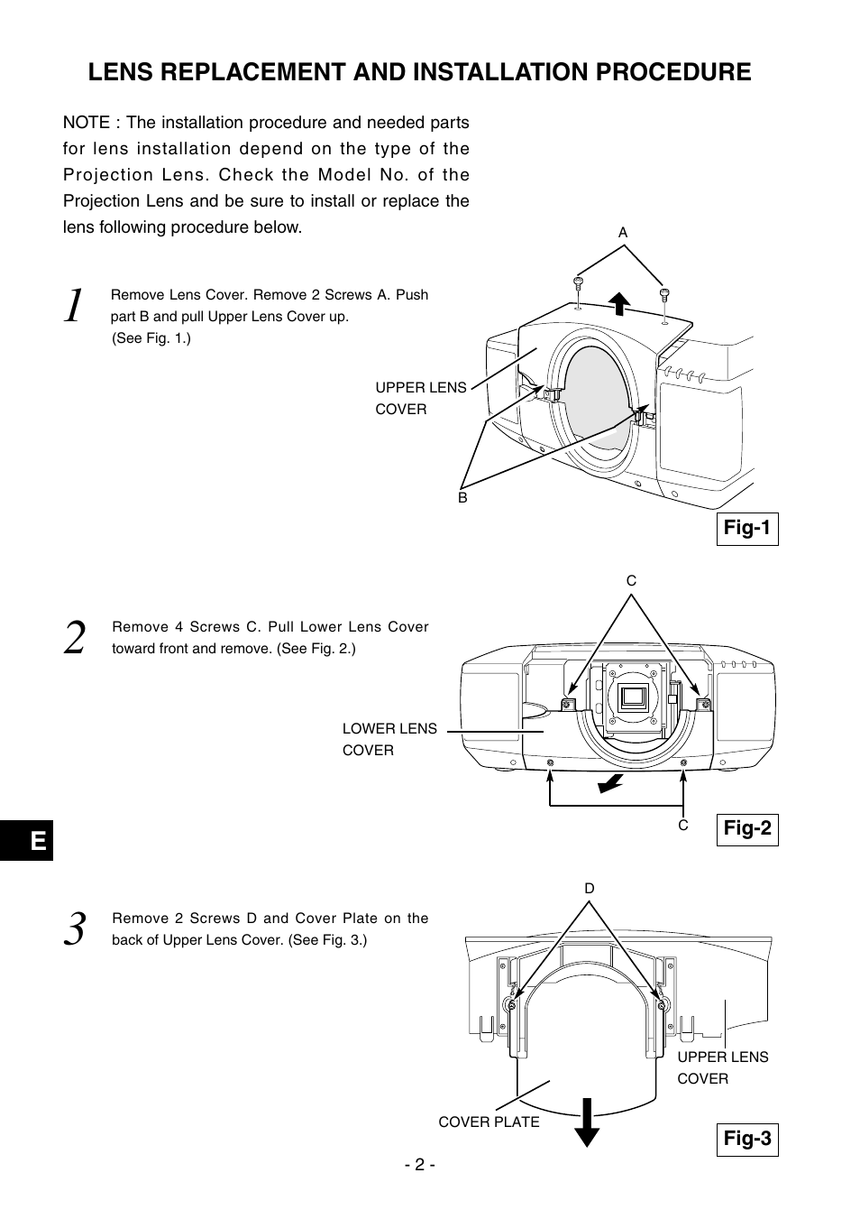 Lens replacement and installation procedure | Eiki LC-XT9 User Manual | Page 58 / 64