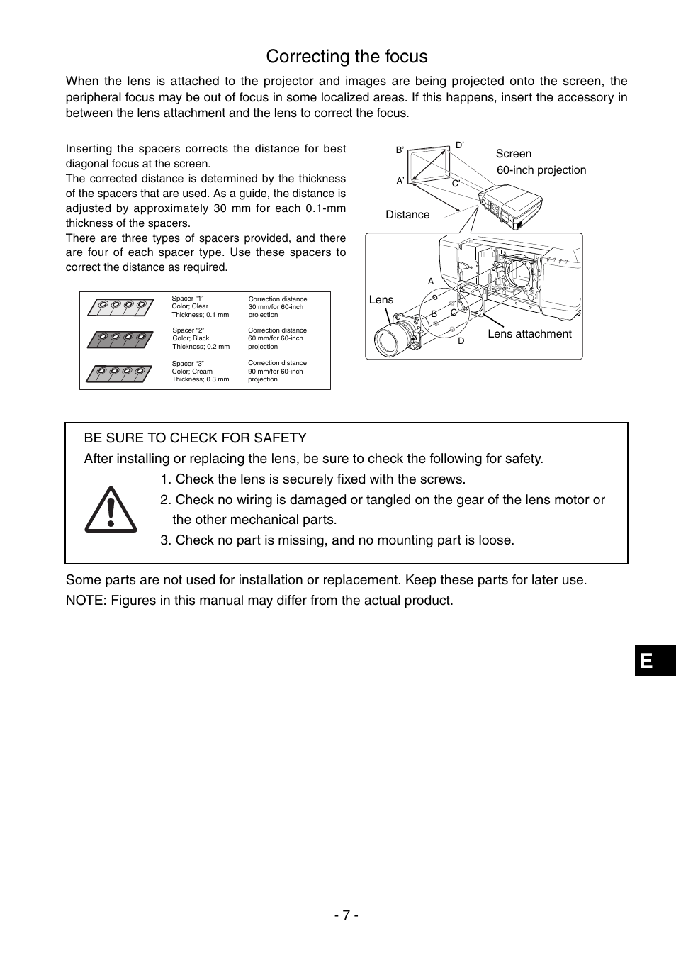 Correcting the focus | Eiki LC-XT9 User Manual | Page 63 / 64