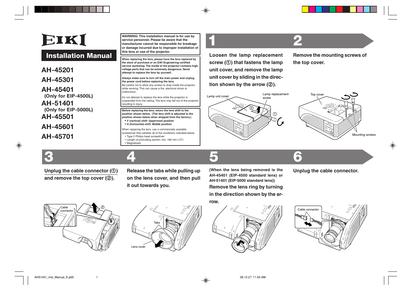 Eiki AH-45401 User Manual | 2 pages