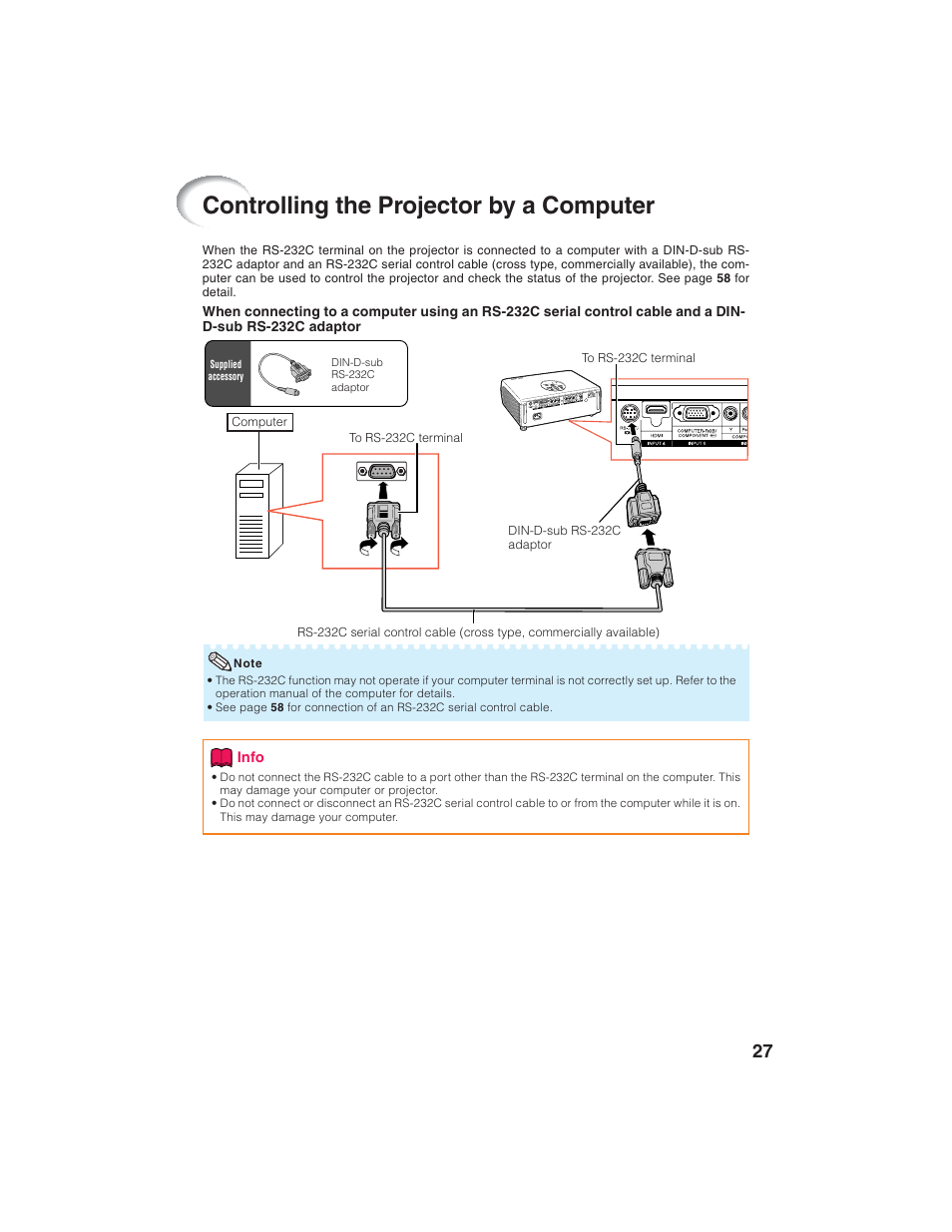 Controlling the projector by a computer | Eiki EIP-1600T User Manual | Page 31 / 69